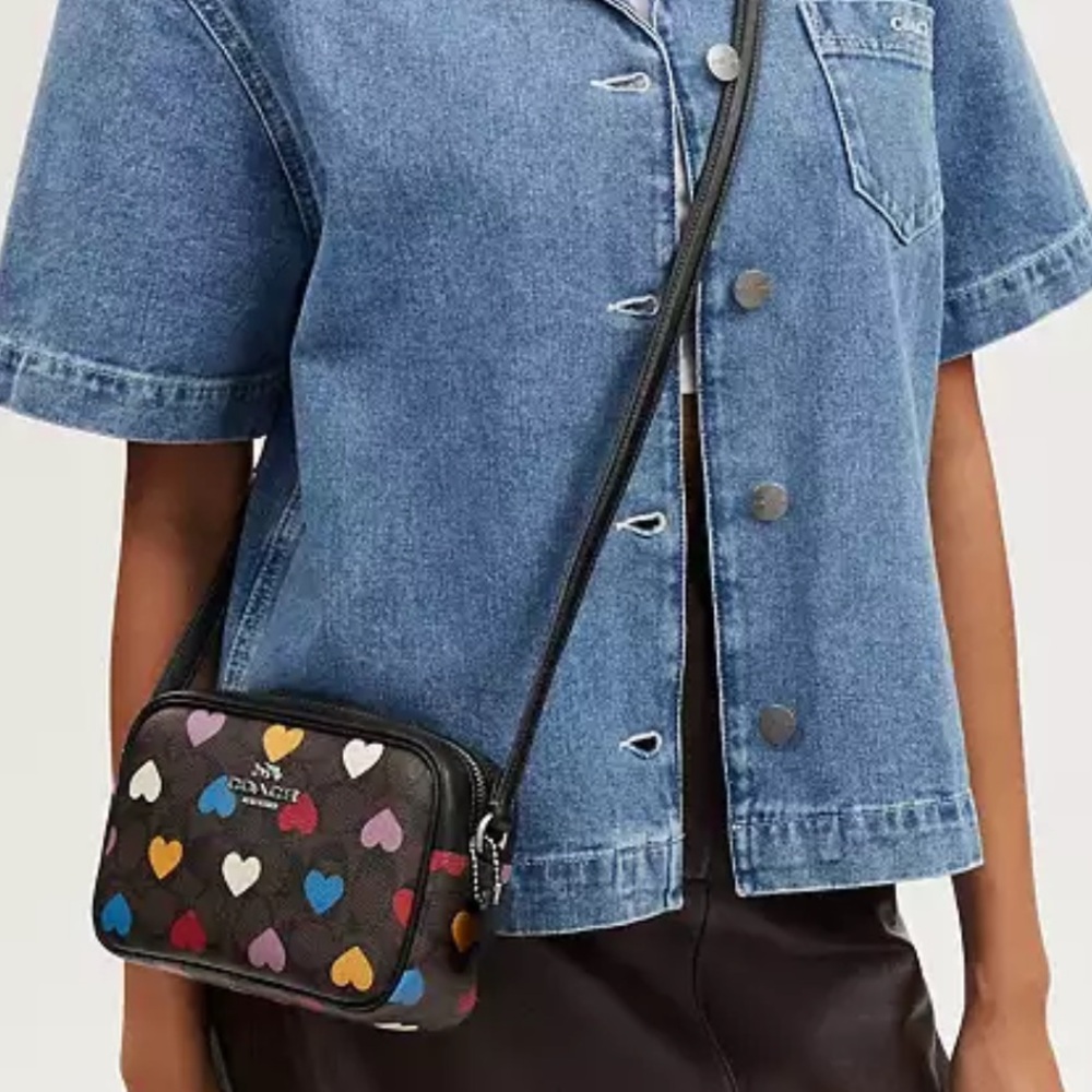 Mini Jamie Camera Bag In Signature Canvas With Heart design